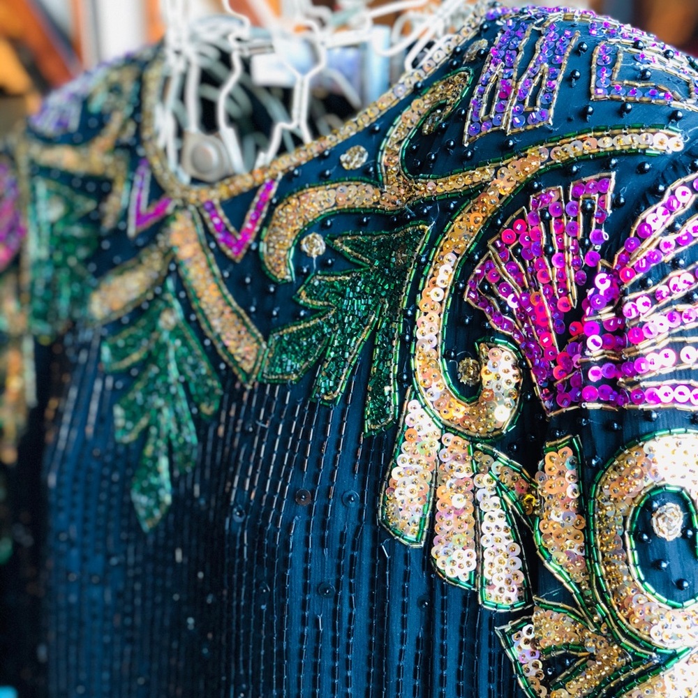 BEAUTIFUL Vtg Laurence Kazar New York Sequin Dress